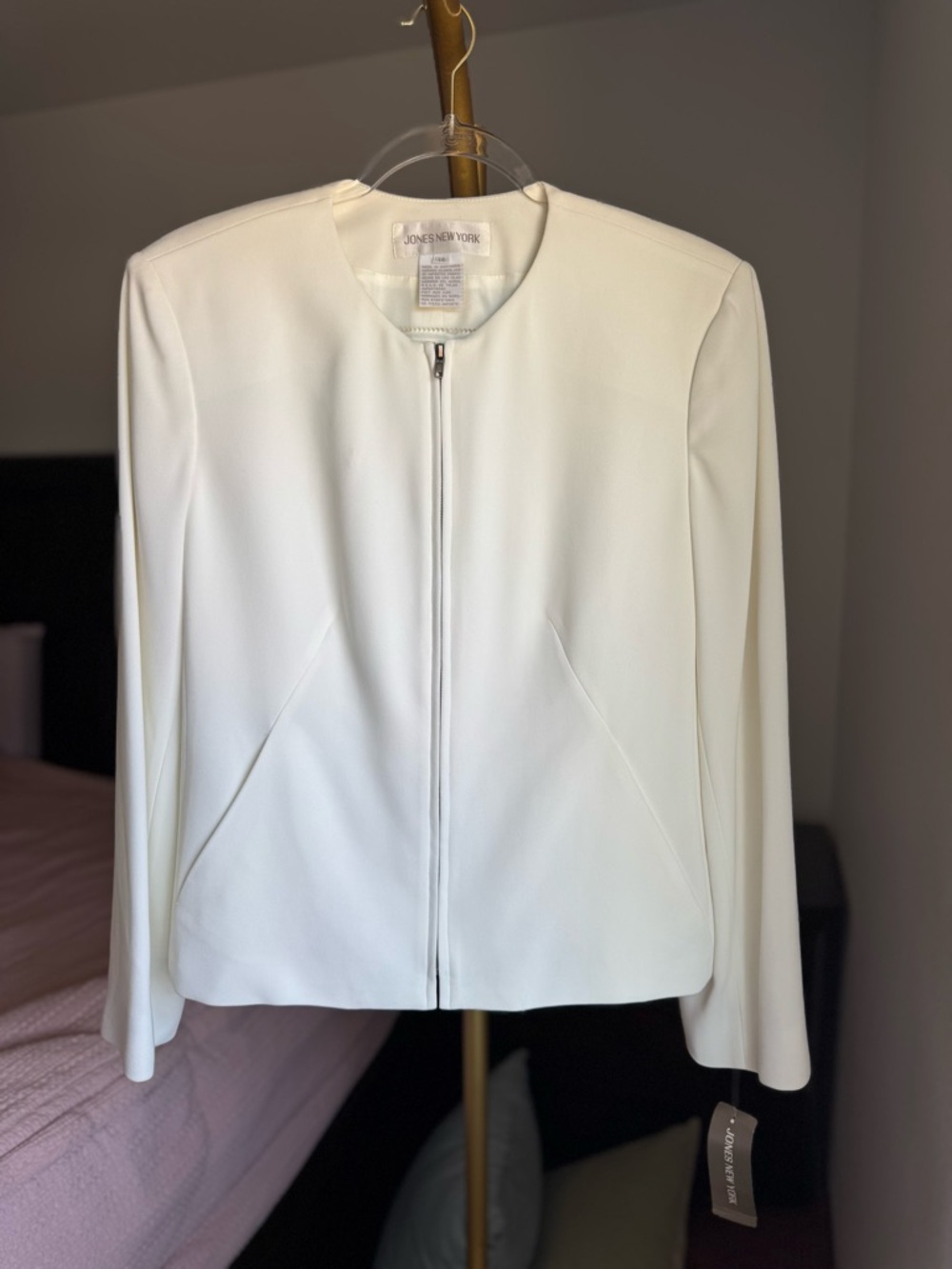 Vintage NWT Jones New York Zip Front Jacket - White - Size 14